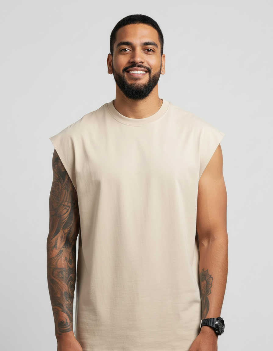 Bombay Sigma Premium Oversized Tank – Beige - Image 2