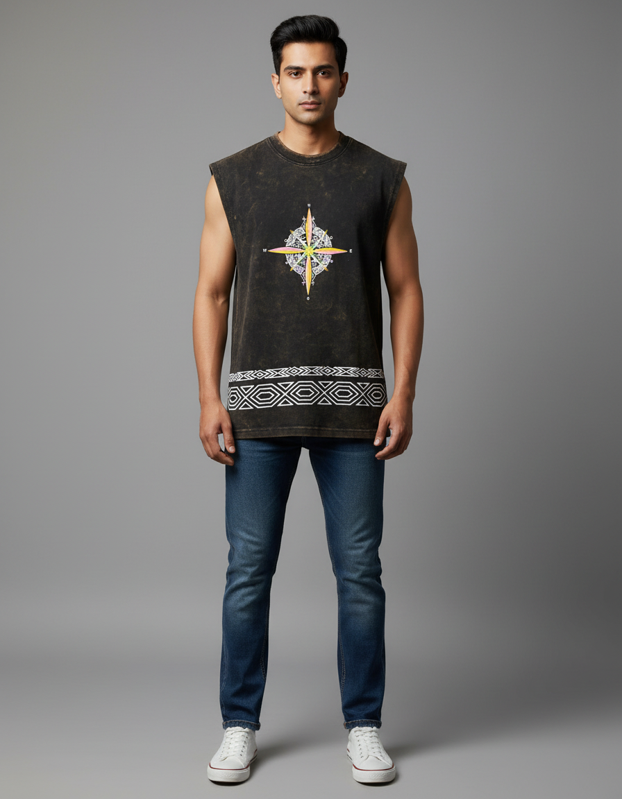 Bombay Sigma Vintage Compass Sleeveless Tee