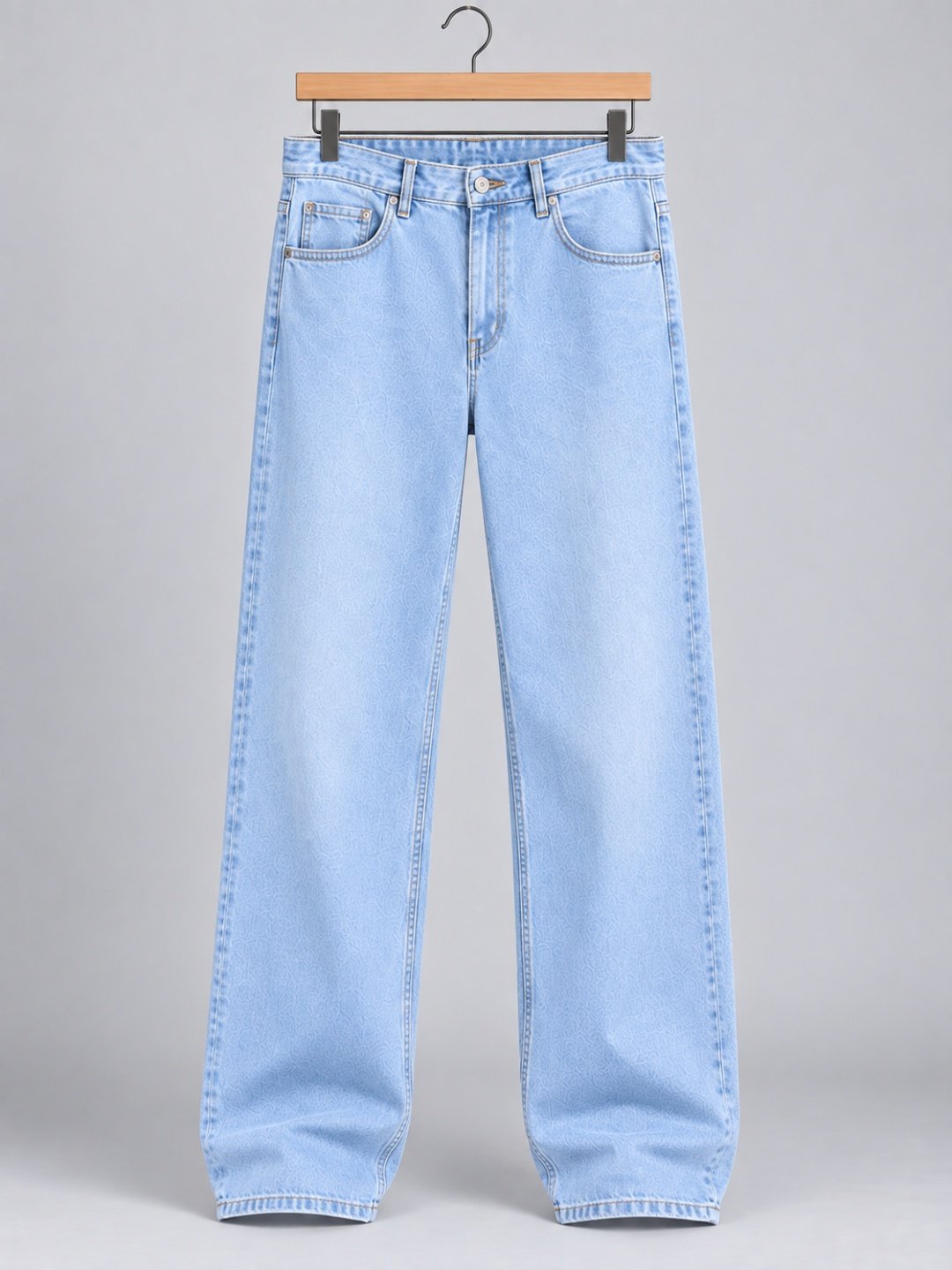 Bombay Sigma Men Light Blue Solid Relaxed Straight Fit Jeans - Image 2