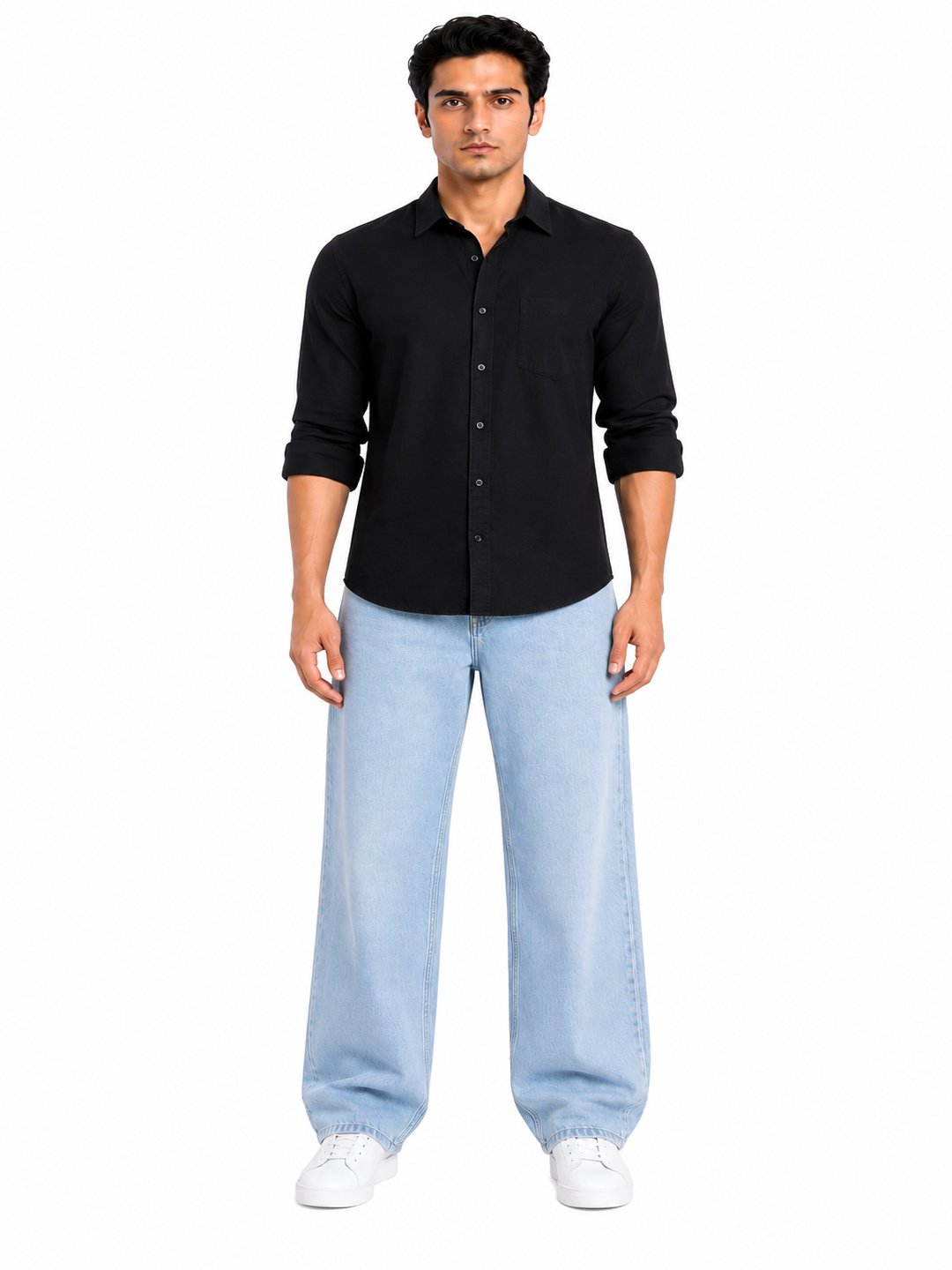 Bombay Sigma Men Light Blue Solid Relaxed Straight Fit Jeans