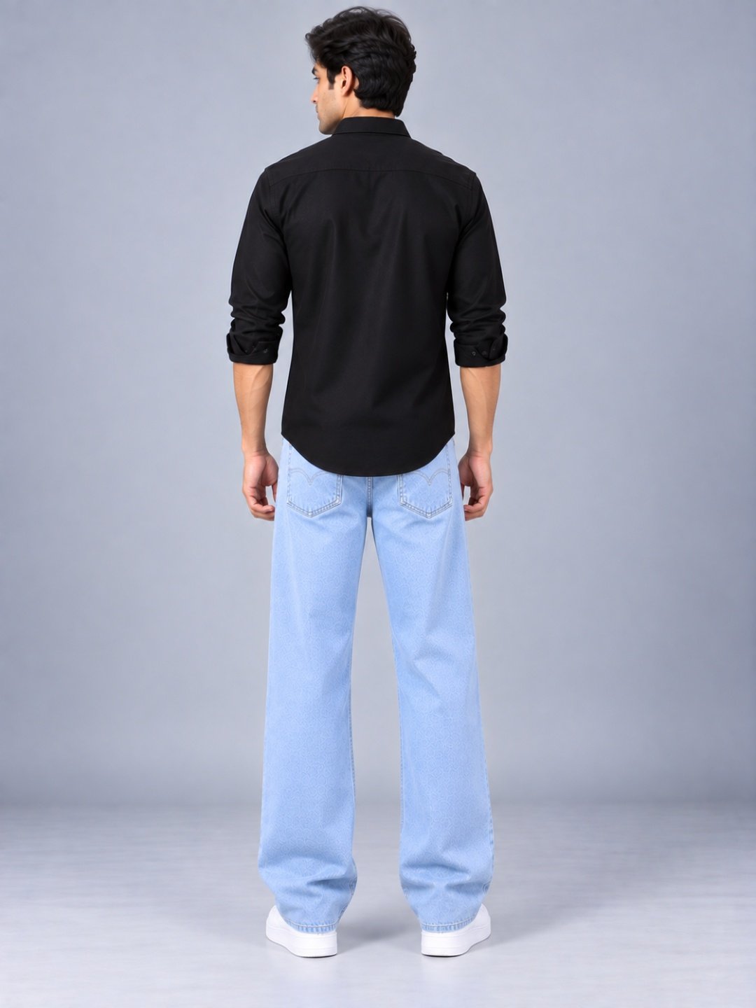 Bombay Sigma Men Light Blue Solid Relaxed Straight Fit Jeans - Image 4