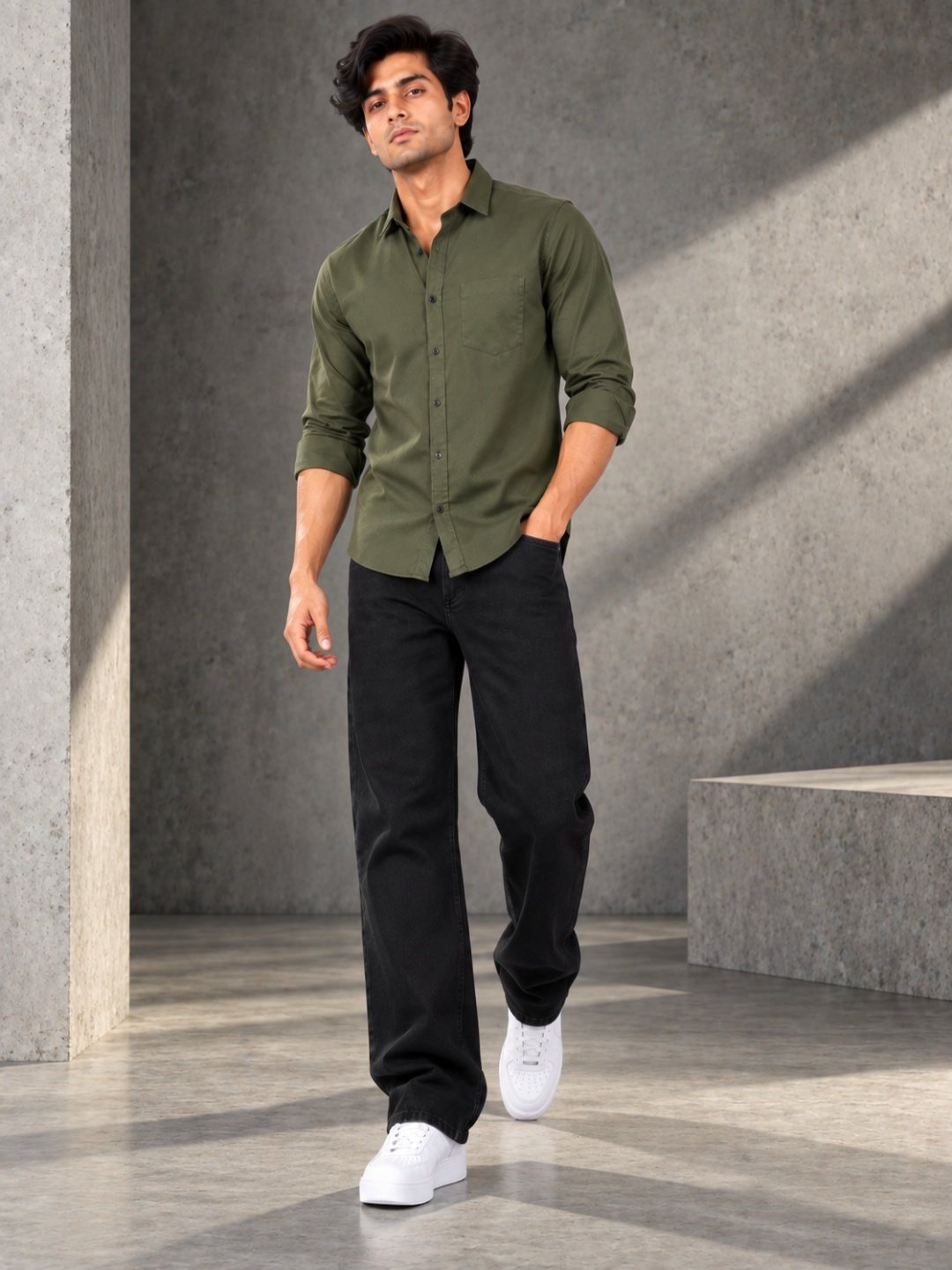 Bombay Sigma Men Black Solid Straight Fit Jeans